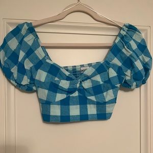 Princess Polly blue and white top